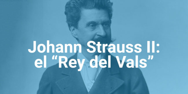 Retrato de Johann Strauss II sobre fondo azul
