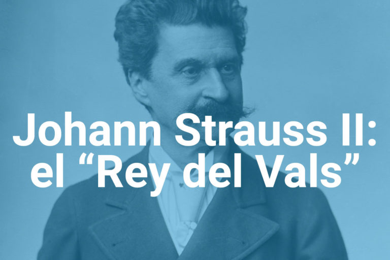 Retrato de Johann Strauss II sobre fondo azul